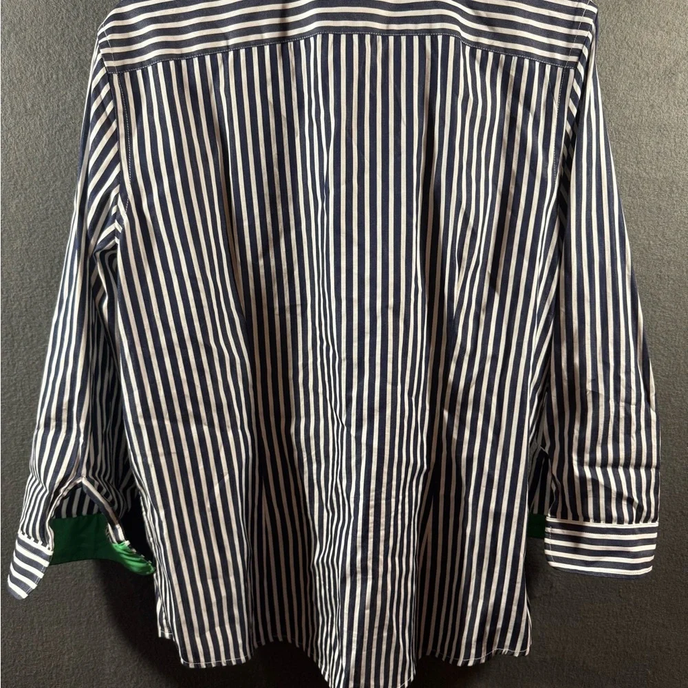Ralph Lauren Navy and White Striped Button Down Shirt - Picture 3 of 6